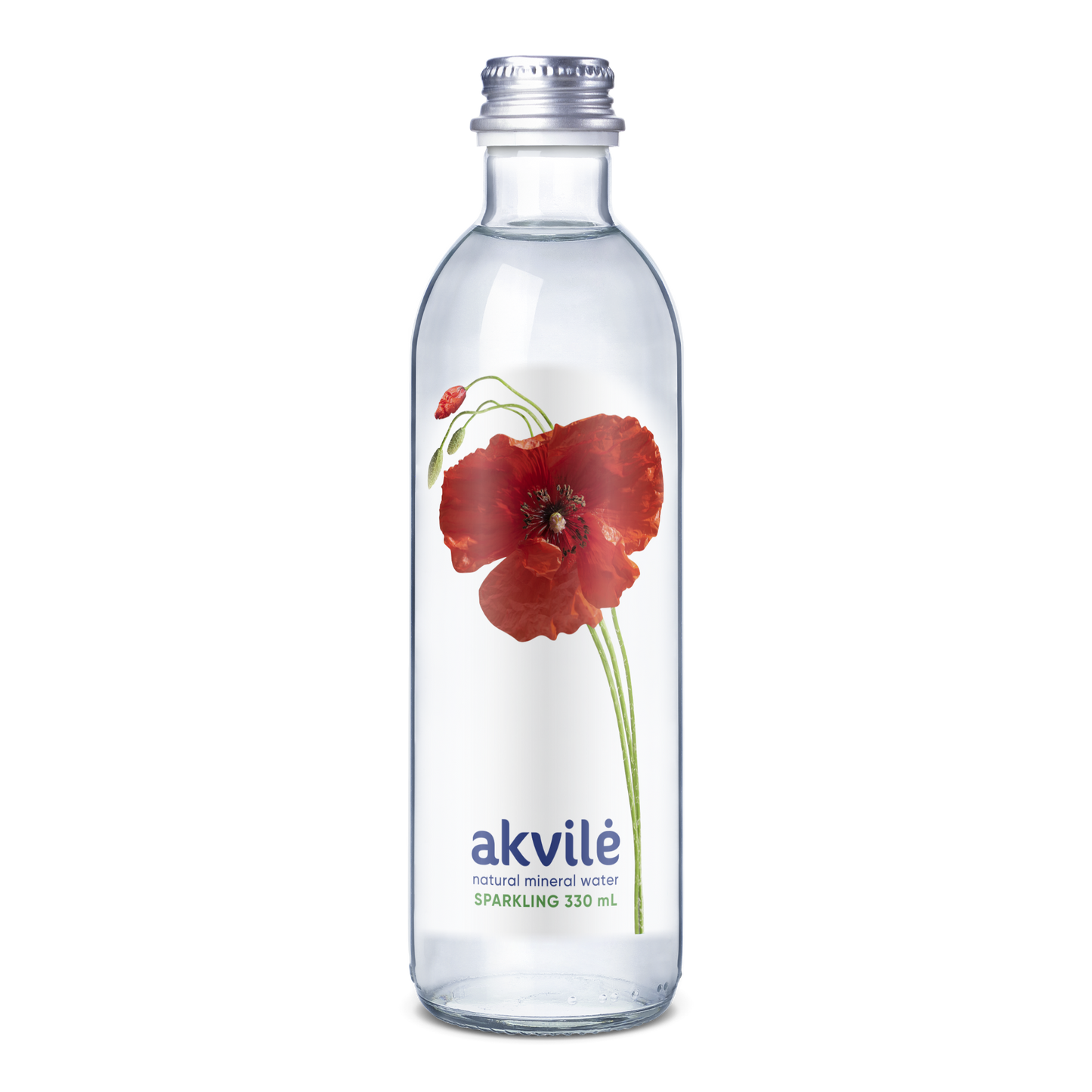 Natūralus mineralinis vanduo "Akvilė" 0.33l, gazuotas stikle pakuotė 24 vnt.