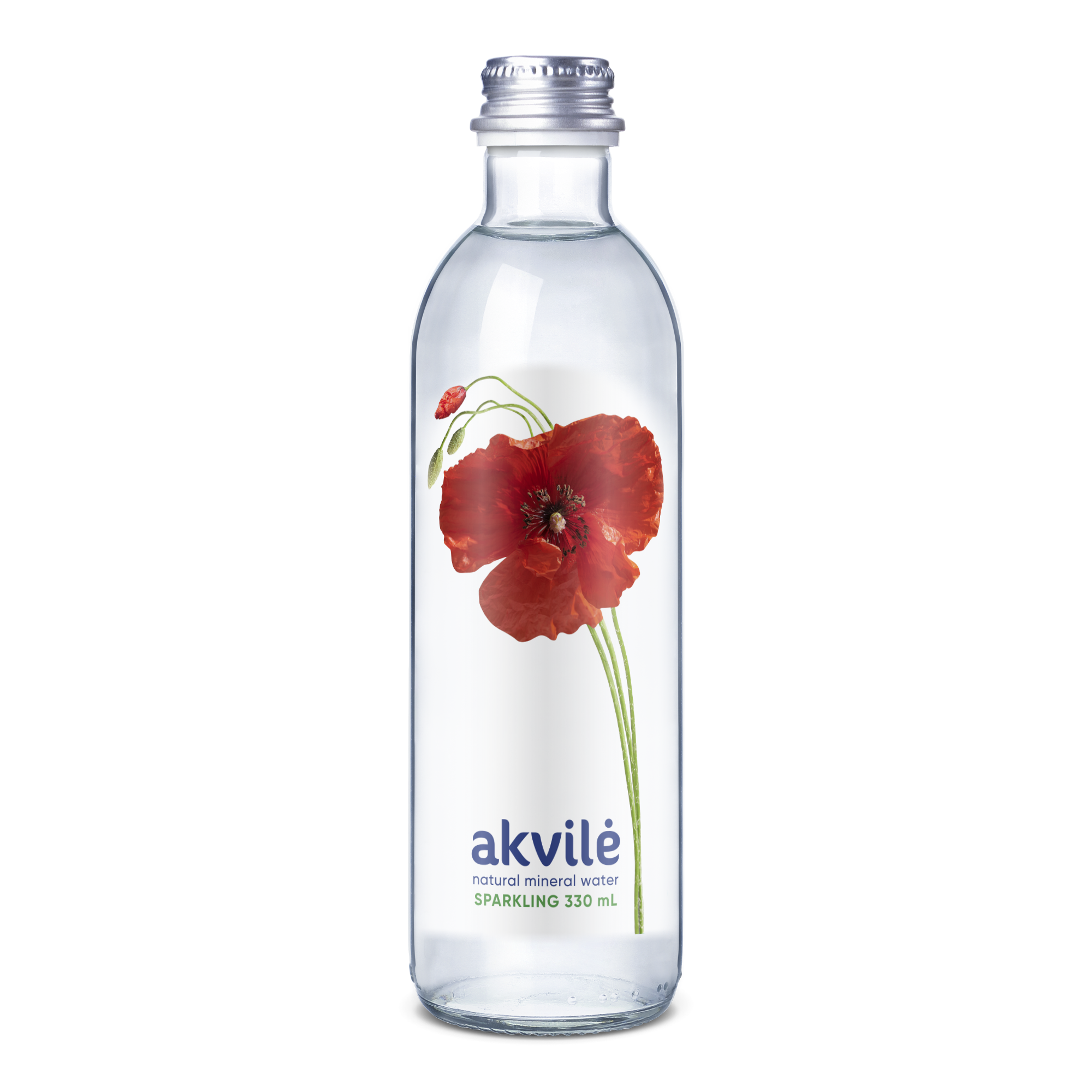 Natūralus mineralinis vanduo "Akvilė" 0.33l, gazuotas stikle