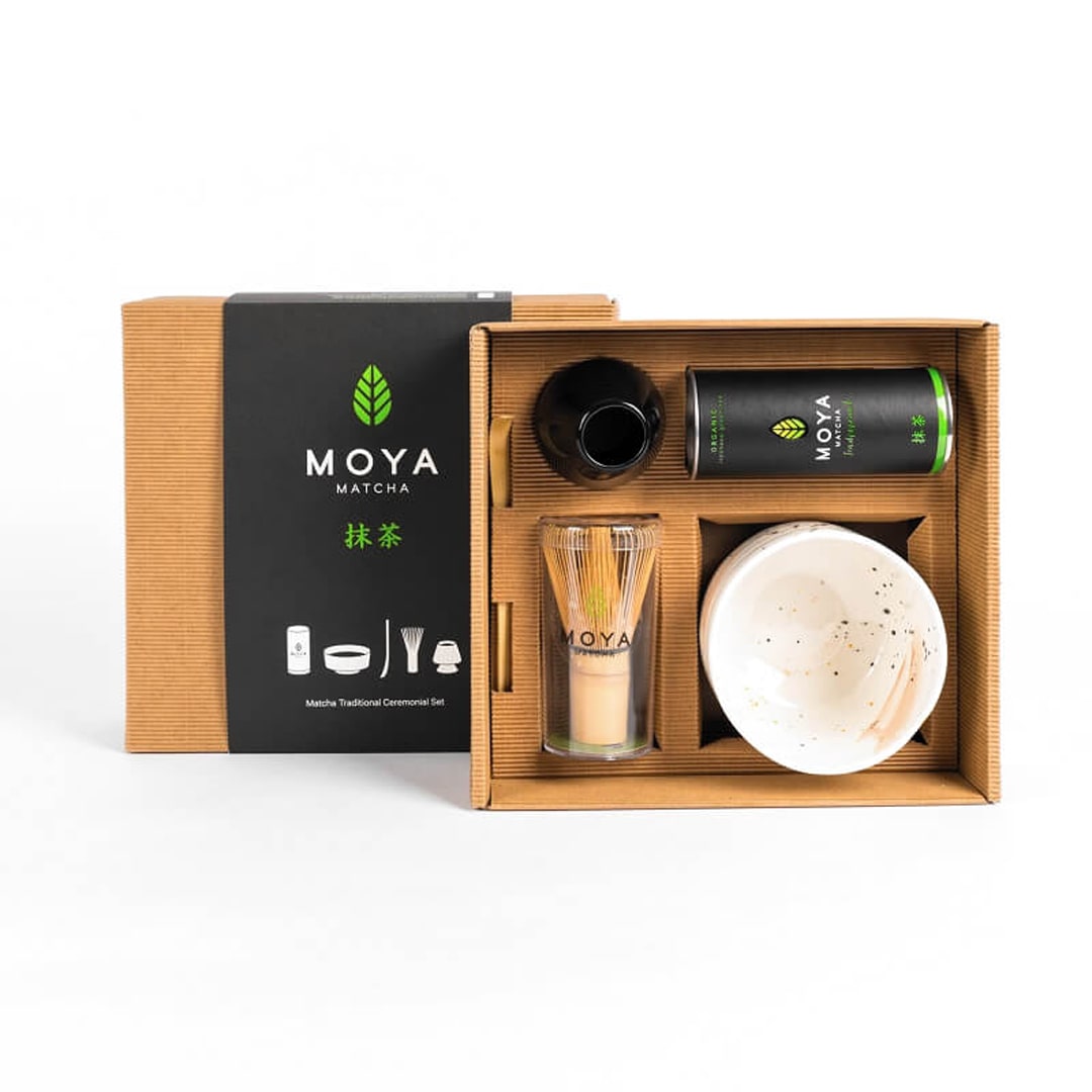Žalios arb. MOYA MATCHA rinkinys Ceremonial Traditional Matcha 30g su dubenėliu, šepetėliu, laikikliu, šaukšteliu