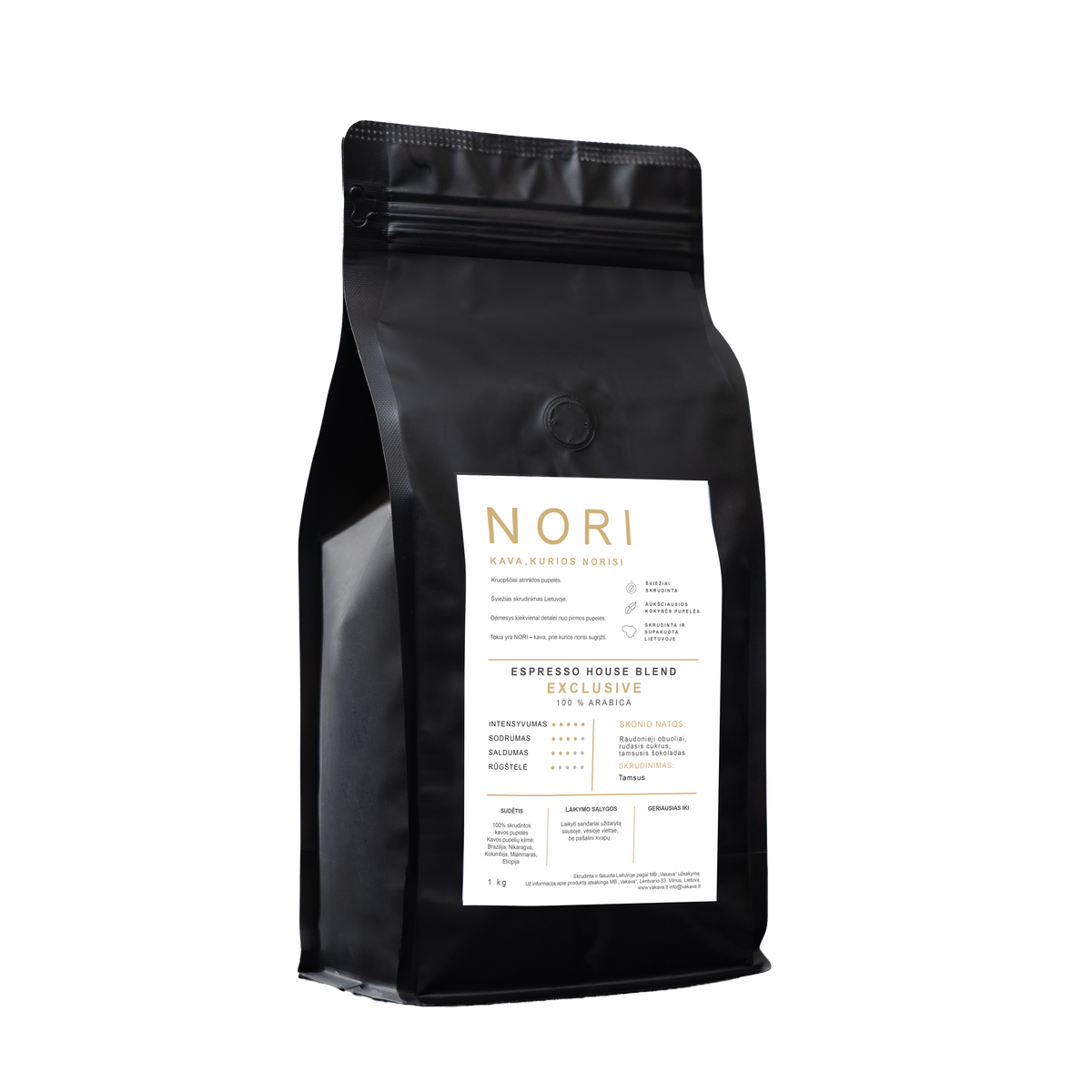 NORI EXCLUSIVE kavos pupelės, 1 kg