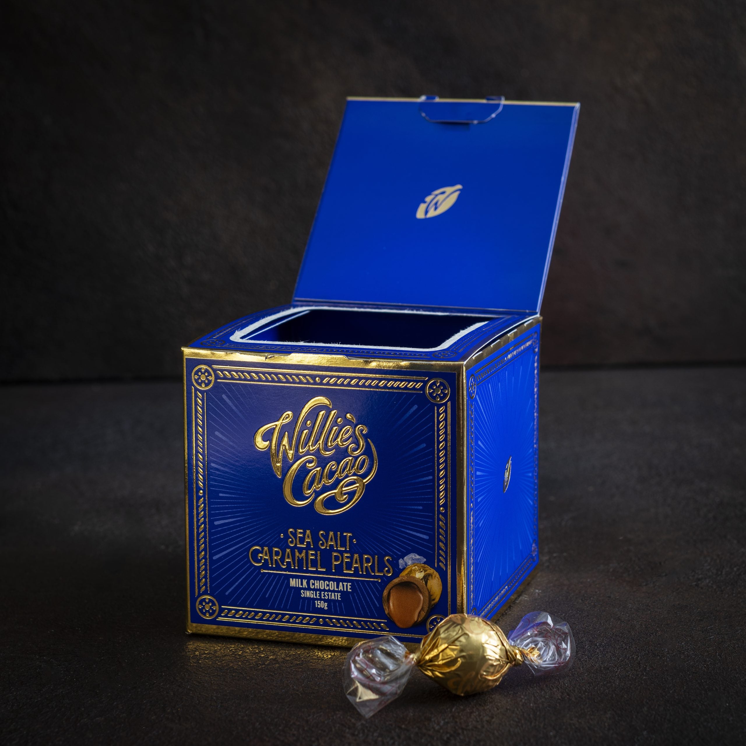 Willie's Cacao Salted Caramel Pearls 150g.
