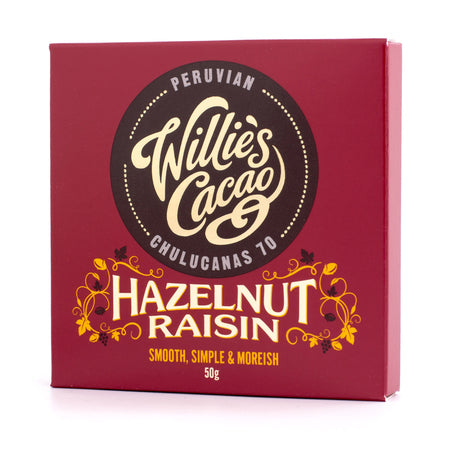 Willie's Cacao Hazelnut & Raisin 50 g. šokoladas