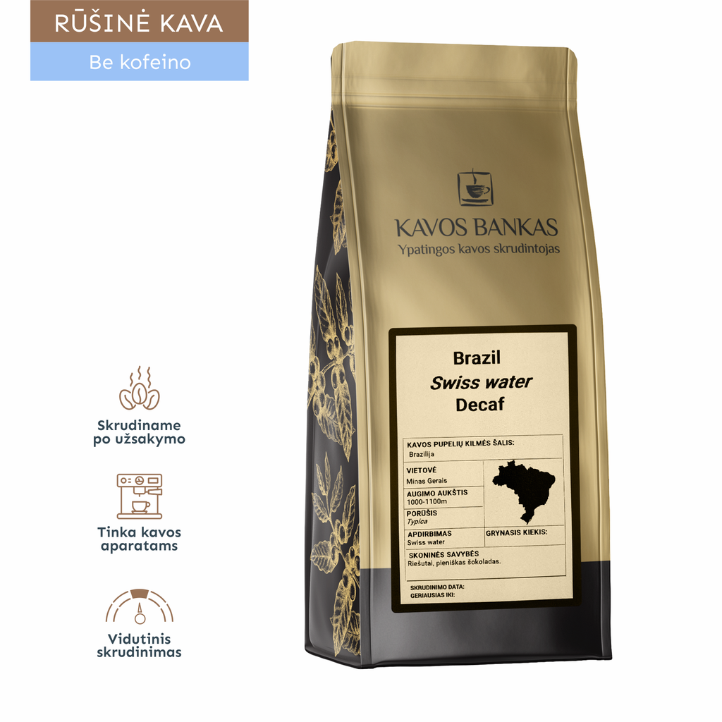 Brazil Swiss Water Decaf | Kava be kofeino iš Brazilijos | 1 kg