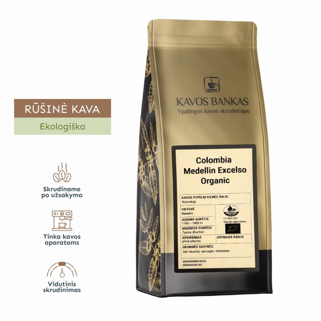 Colombia Medellin Excelso Organic | Ekologiška rūšinė kava iš Kolumbijos | 1 kg