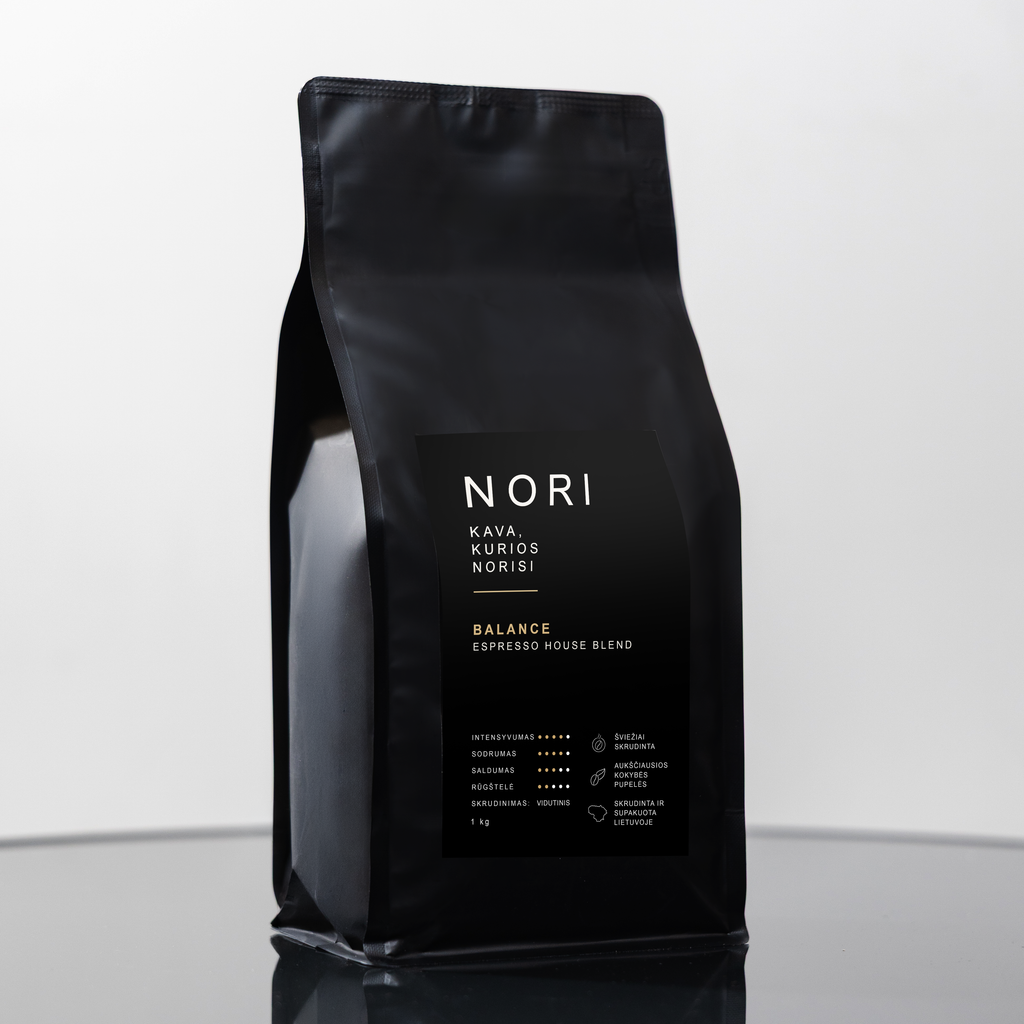 NORI BALANCE kavos pupelės, 1 kg – su fonu