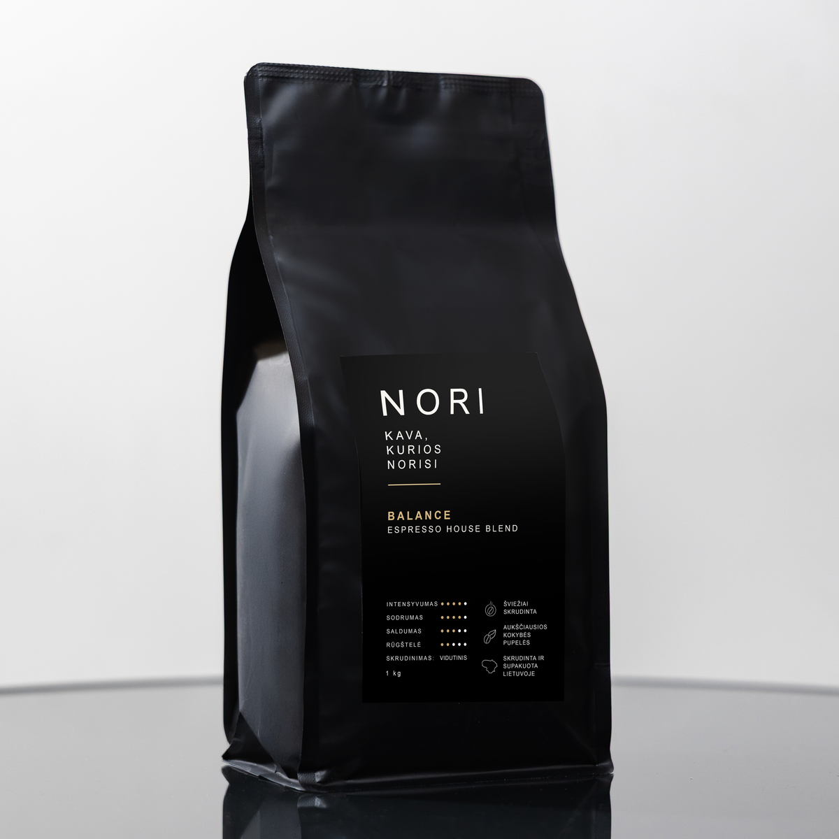 NORI BALANCE kavos pupelės, 1 kg – su fonu
