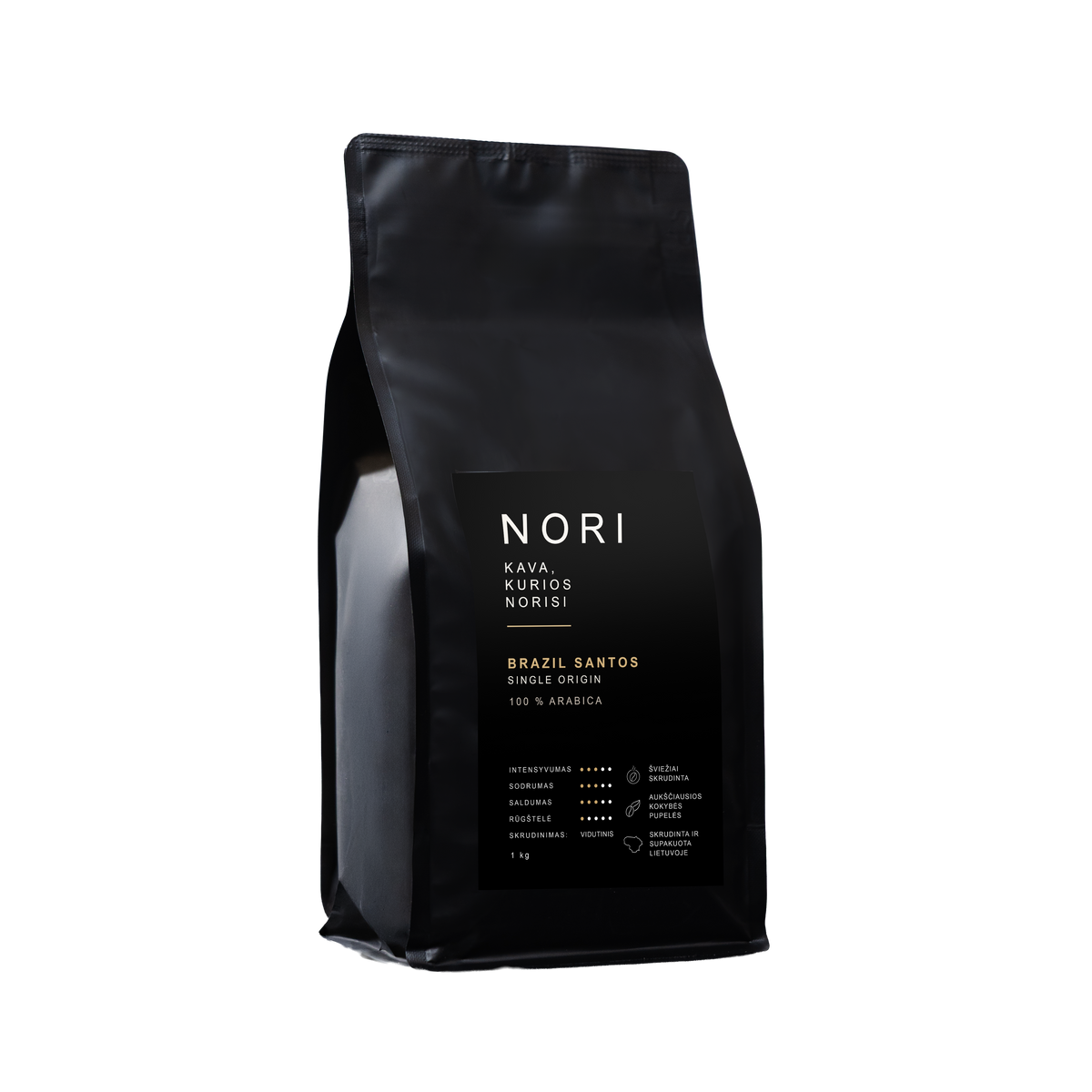 NORI BRAZIL SANTOS kavos pupelės, 1 kg – skaidrus fonas
