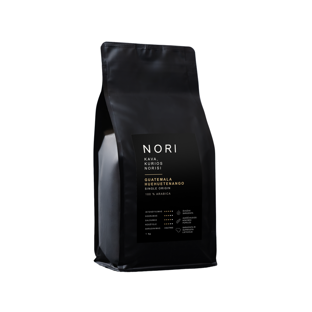 NORI GUATEMALA HUEHUETENANGO kavos pupelės, 1 kg – skaidrus fonas