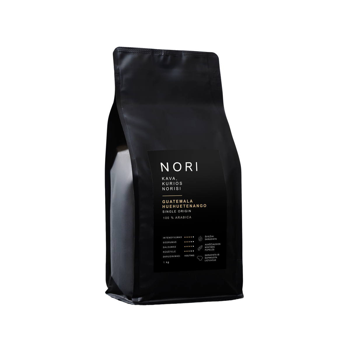 NORI GUATEMALA HUEHUETENANGO kavos pupelės, 1 kg – skaidrus fonas
