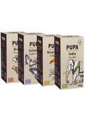 PUPA Specialty Coffee 4 kavų rinkinys – Brasil, Colombia, Nicaragua, India, malta arabika, vakuume